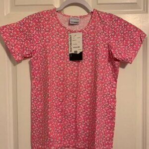 Marimekko T shirt, cute pink and white flowers, size 150/S